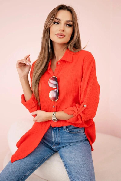 Dámská mušelínová košile 208 Červená - K-Fashion UNI červená