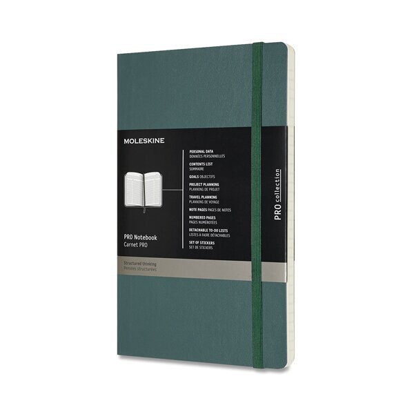 Zápisník Moleskine Professional - měkké desky, L - tm. zelený