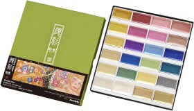 Kuretake Kuretake, MC20/24V/NW2A, Gansai Tambi Metallic, akvarelové barvy v pánvičkách, metalické, 24 odstínů