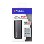 VERBATIM Vx500 480 GB stříbrná / externí SSD / USB 3.1 Gen 2 / R: 500 MBps / W: 440MBps (47443)