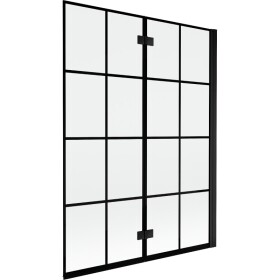 MEXEN - MIST vanová zástěna 130x150 cm 6mm 2-s, černá, dekor, pravá 8A9-130-002-70-77-P