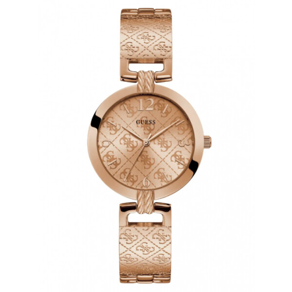 GUESS hodinky Rose Gold-tone Analog Watch Růžovozlatá