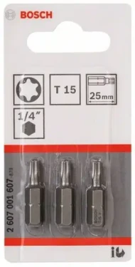 BOSCH 2607001607 / Extra-Hard sada bitů T15 25 mm 3 ks (2607001607)