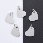 Přívěsek z nerezové oceli - platinový - srdce - 10 x 12 x 1 mm - 1 ks