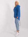 Tmavě modrá mikina plus size s kapucí