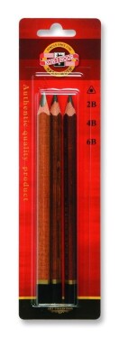 Koh-i-noor tužka trojhranná grafitová silná 2B,4B,6B set 3 ks, hnědá barva
