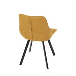 Židle jídelní, žlutá látka, nohy černý kov
