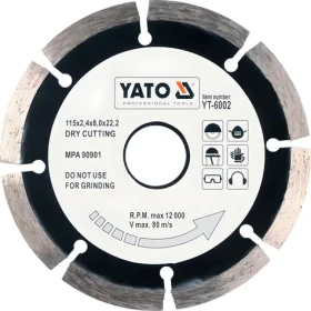 YATO Kotouč diamantový řezný 115x22,2 mm / Kotouč řezný / Tloušťka 2,1 mm