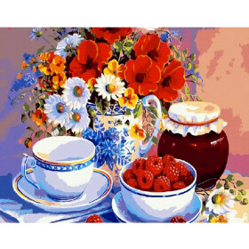 Antistresové omalovánky TSvetnoy TSvetnoy, LG127e, Diamond painting - diamantové malování, 40 x 50 cm, Malinová marmeláda