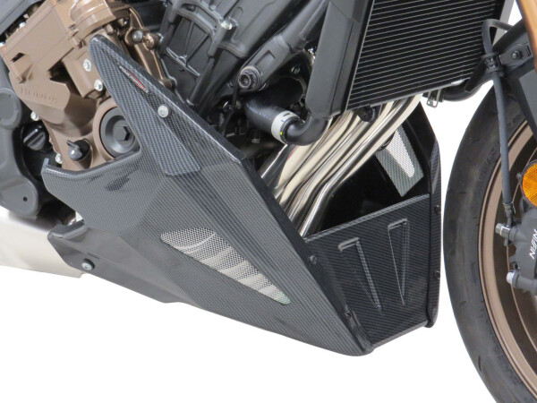 Honda Cb650R 24-25 (El. spojka) Klín pod motor - Matná černá-stříbrná mřížka