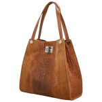 Luxusní dámská kožená kabelka na rameno Cynthia, koňaková