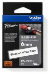 Brother TZe-FX211 bílá-černá / Páska do tiskárny štítků / 6 mm / 8 m / flexibilní / voděodolná (TZEFX211)