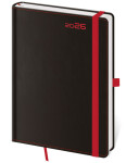 Týdenní diář 2026 Helma B6 - Black Red s poutkem