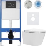 CERANO - Kompletní WC set Profi/Cronus Standard - bílá lesklá - WC tlačítko Duo/Černá matná - předstěnová instalace - 59,3x38,4 CER-198501