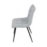 Židle jídelní, stříbrná látka, černý kov