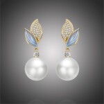 Luxusní náušnice s 11 mm bílou perlou Dafné, Bílá