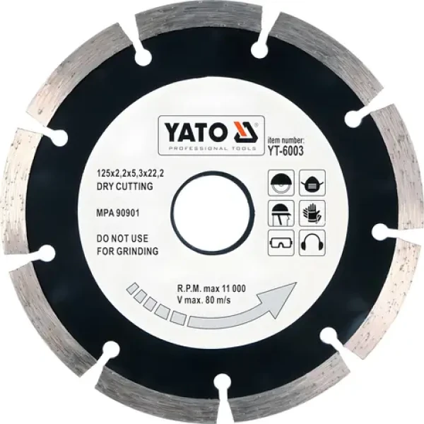 YATO Kotouč diamantový řezný 125 mm / Řezný kotouč / 125 x 22,2 x 2,2 mm