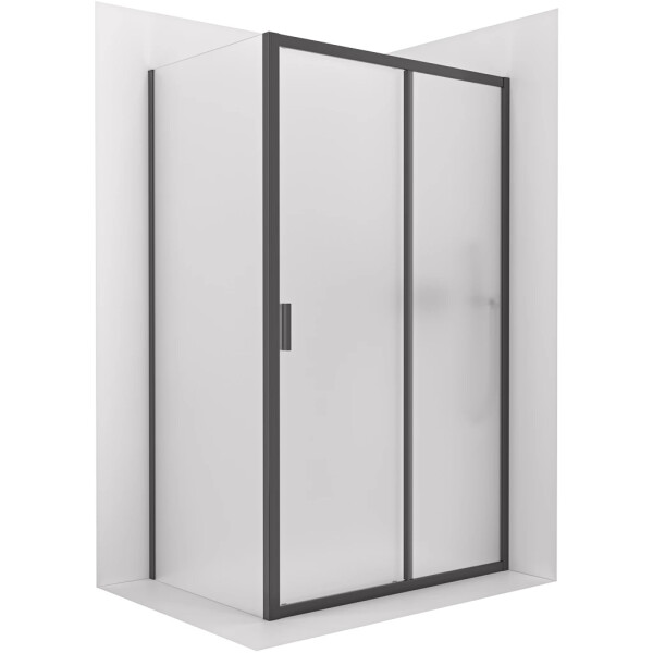 CERANO - Sprchový kout Varone LINE L/P - 6 mm - černá matná, mléčné sklo - 90x70 - posuvný CER-DY505-9106