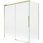 MEXEN/S - Rox vanová zástěna 2-křídlová posuvná 140 + 70 x 150, transparent, zlatá 8C9-140-070-50-00