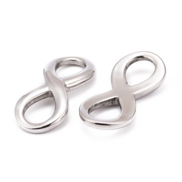 Spojovací mezidíl z nerezové oceli - velký - nekonečno - platinový - 39 x 17 x 3 mm - 1 ks