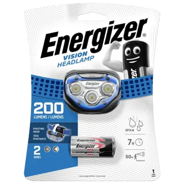 Energizer Headlight Vision 200lm / čelová svítilna / Dosvit: až 50 metrů / 3xAAA (7638900270228)