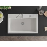 MEXEN - Elix granitový dřez 1-miska 800 x 500 mm, bílá, sifon chrom 6527801005-20