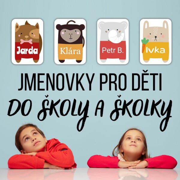 Nalepovací jmenovky pro děti ANIMAL 22x32mm (30ks), samolepky na oblečení do školky