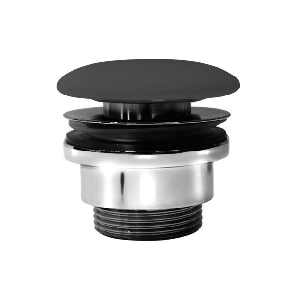 GSI umyvadlová výpust 5/4“, neuzavíratelná, keramická zátka, 5-65, černá mat PVC26