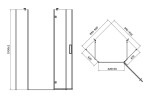 CERSANIT - Sada B778: kout JOTA pětiúhelník pravý, černý 90x90x195 + TAKO SLIM VIR S601-165