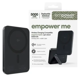 PanzerGlass empower Spin Stand Space Black / Powerbanka / 5000 mAh / otočný stojánek (EM23165)