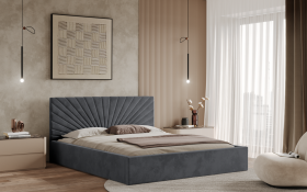 FRONTI Postel BACOLI 160x200 tmavěšedá s úložným prostorem