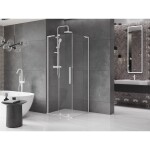 MEXEN/S - Velar L sprchový kout, posuvné dveře 90 x 90, transparent, bílá 871-090-090-03-20