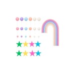 Dortisimo Zápich do dortu Růžovo-fialová pastelová duha s hvězdami a koulemi (26 ks)