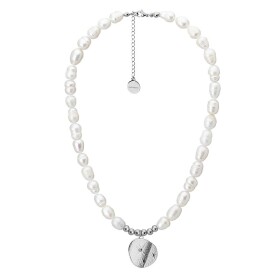 Perlový náhrdelník s ocelovým medailonem Lusia - chirurgická ocel, 42 cm + 5 cm (prodloužení) Bílá