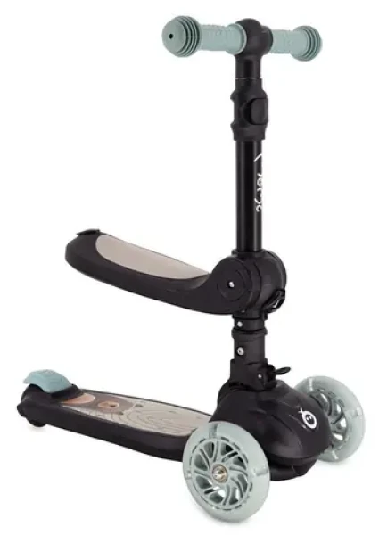 MoMi DEBE černá / Koloběžka / 2v1 s odrážedlem / LED kolečka / skládací / nosnost 50 kg (HULA00019)