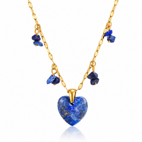 ELENYS Lapis Heart | Náhrdelník s přírodním lapis lazuli a přívěskem srdce Délka náhrdelníku: 41+5 cm / max. 46 cm