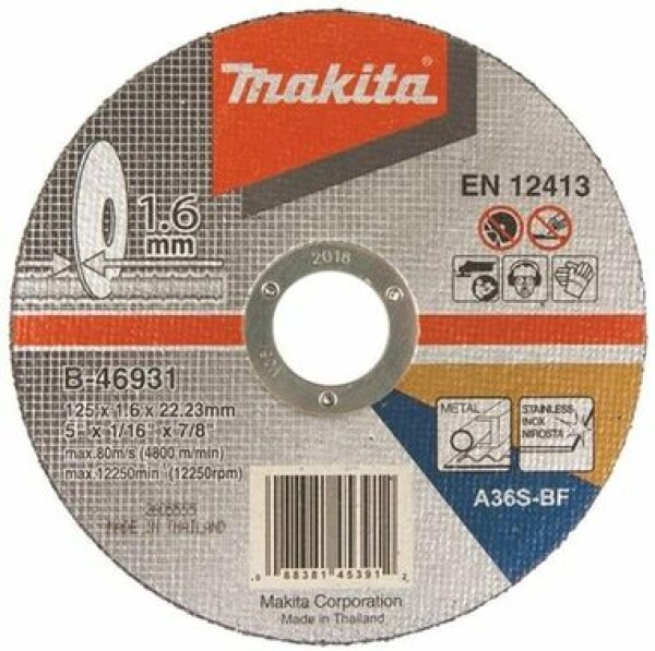 Makita B-46931 Řezný kotouč na ocel 125 x 1.6 x 22.23 mm (B-46931)