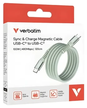 Verbatim 31855 Magnetický 100W USB-C kabel 1.2m zelená / USB-C(M) / USB-C(M) / PD QC 3.0 (31855)