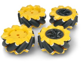 Robotická Mecanum kola 60 mm – sada 4 všesměrných kol, žlutá (6.7 mm náboj)