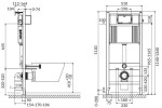 CERSANIT/S - CERSANIT POD. SYSTÉM AQUA 52 PNEU S QF + TLAČÍTKO SQUARE CHROM + WC REA CARLO MINI RIMFLESS ČERNÁ + SEDÁTKO S97-062 SQCR CL1