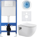 CERANO - Kompletní WC set Profi/Dure - bílá lesklá - WC tlačítko Slim/Bílá - předstěnová instalace - 51x35 CER-665878