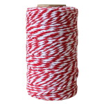 Bella Rose Bavlněný provázek 50 m – Red / White, červená barva, bílá barva, textil