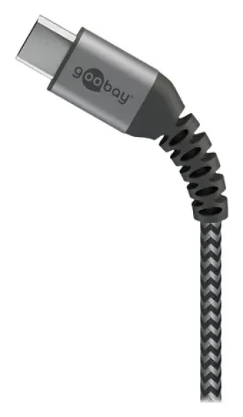 Goobay 49297 Space Grey/Silver / Datový kabel / USB-C - USB-A / textilní opláštění / kovové konektory / 2m (49297)