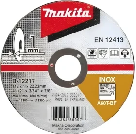 MAKITA Řezný kotouč na nerezovou ocel / O 115 mm / otvor 22,2 mm / tloušťka 1,2 mm / suché řezání (B-64587)