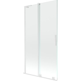 MEXEN/S - Velar L dvoukřídlá posuvná vanová zástěna 100 x 150, transparent, bílá 896-100-003-01-20