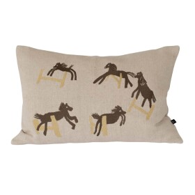 Fine Little Day Vyšívaný povlak na polštář Jumping Horse 38 × 58 cm, béžová barva, textil