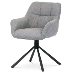 Židle jídelní, šedá látka, otočný mechanismus 90°/90° (L/P), černý kov