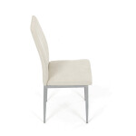 Židle jídelní, krémová látka, šedé kovové nohy