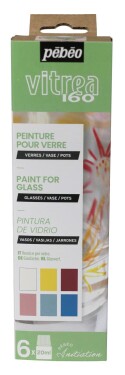 Pébéo Vitrea 160 lesklá sada vypalovacích barev na sklo 6×20 ml