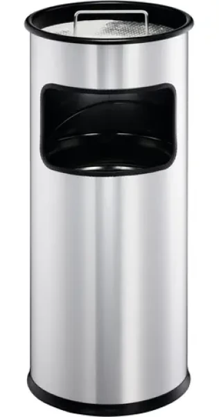 Durable Odpadkový koš s popelníkem kulatý stříbrná / Odpadkový koš / kov / 17 l / O26 cm (333023)
